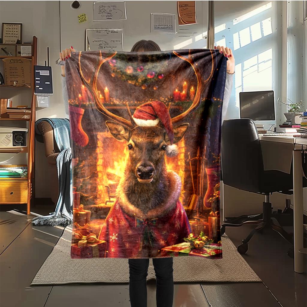 1Pc Cartoon Print Flannel Blanket, High Quality Comfortable for All Seasons, Home Decor, Warmth and Comfort, Perfect for Christmas Birthday Gift