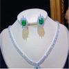 Women's Jewelry Set S925 Created Emerald Gemstone Earrings Sparkling Necklace Classic High Jewelry Mother's Day