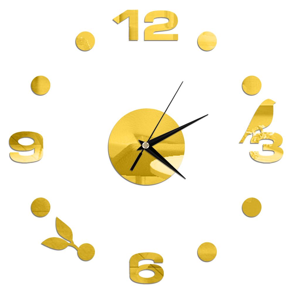 27inch Nordic Wall Clock Dining Restaurant Cafe Decorative Clocks Acrylic Mirror Wall Sticker Silent Quartz Watch Home Decor