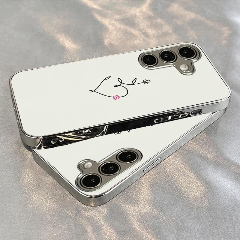 Silver plated glass phone case suitable for Samsung Galaxy S26 S25 S24 S23 S22 S20 FE/Ultra/Plus5G anti fall fashion