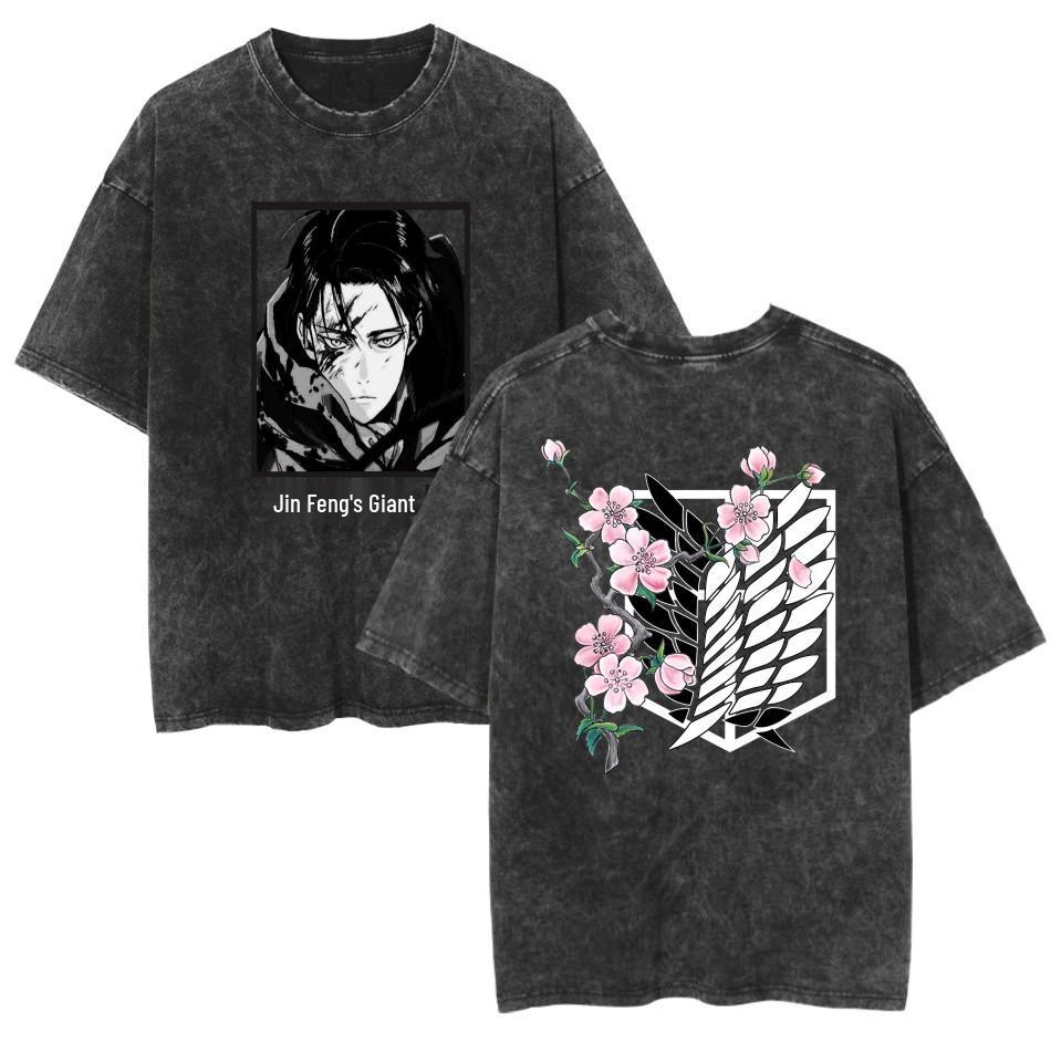 Waschbares Attack on Titan Anime Freizeit Baumwoll Sommer T-Shirt