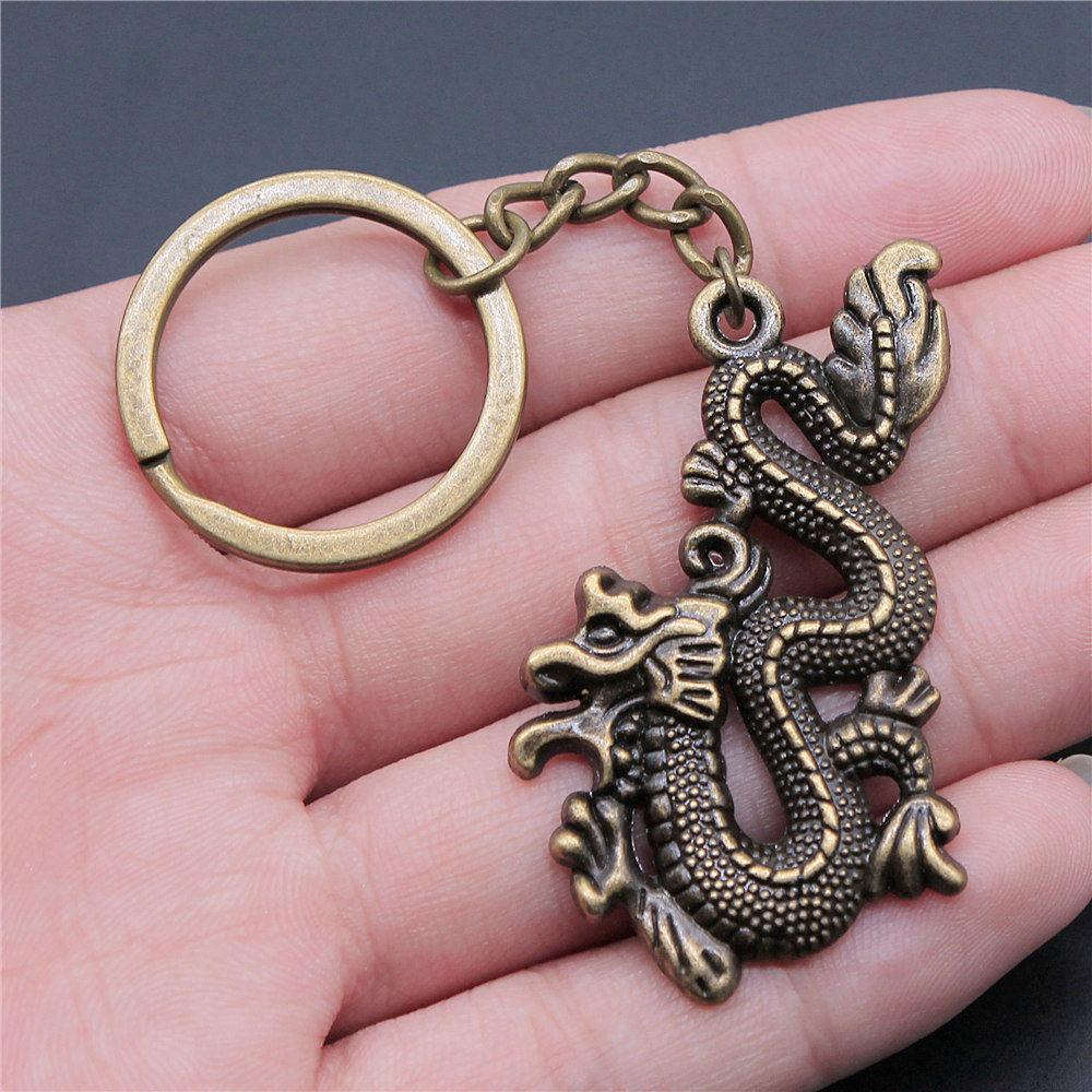 Anime Dragon Snake Oriental Keychain for Office Workers Fashion Casual Gift for Kids Retro School Charm