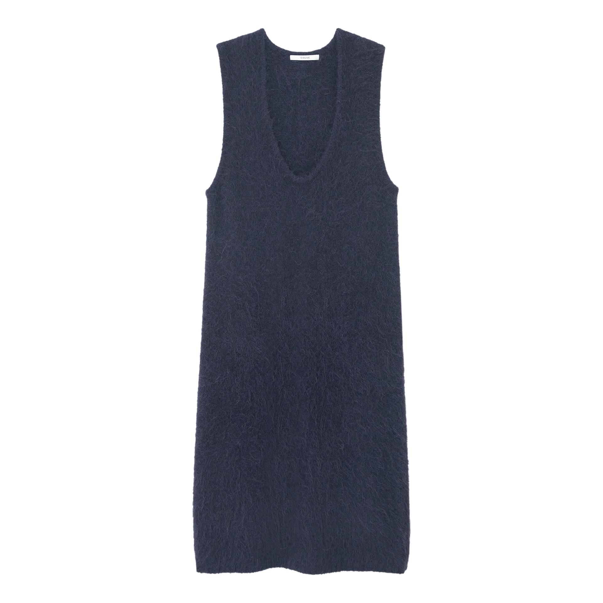 

Winter Alpaca Plush V-neck Soft Lightweight Warm Vest Dress - C5524 One Size