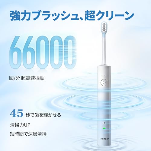 Hondar Sonic + Vibration Electric Toothbrush | Bass Method Replica, Gentle on Gum, Japanese Spec | 3D Brushing to Reach Periodontal Pockets, 38,000 So