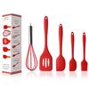 5Pcs Silicone Cooking Tool Sets, Heat-Resistant Kitchen Utensils - Spatula Scrapers Egg Beater Oil Brush