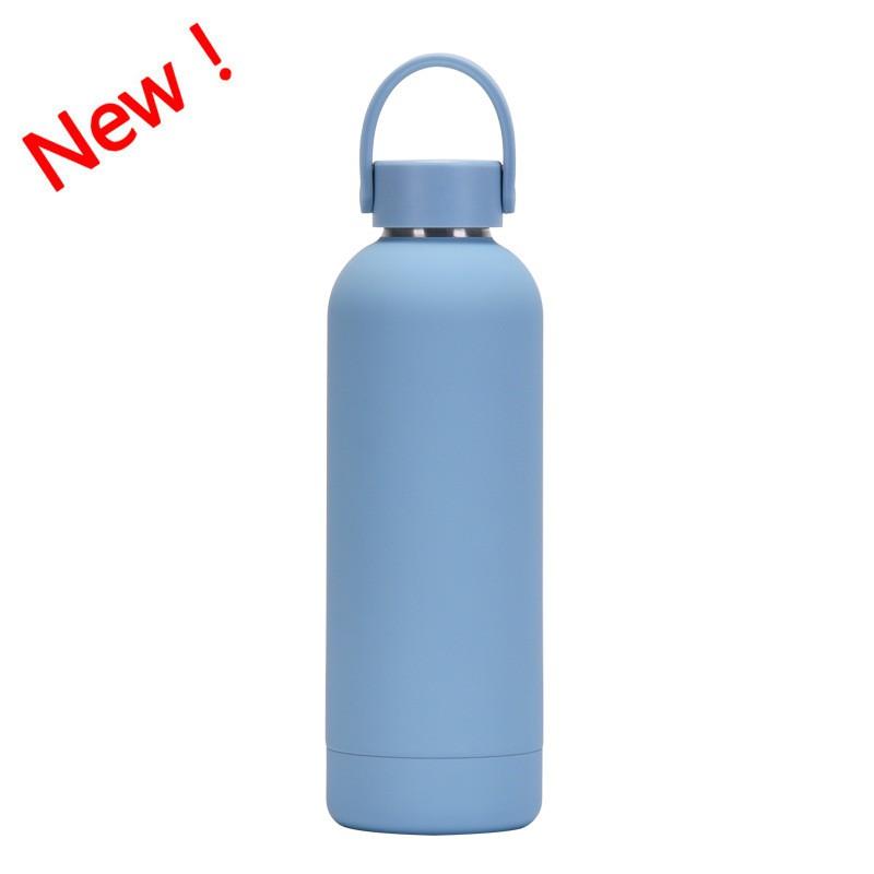 Double-Layer Stainless Steel Vacuum Insulated Travel Mug With Carrying Handle - 500ml Portable Outdoor Water Bottle