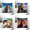 SSword Art OOnline SAO Pillow Case Cotton Linen Fabric Square Zipper Pillowcase Home Decorative Living Room