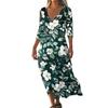 Damska Sukienka Midi z Tuniką w Stylu Vintage z Nadrukiem, Talia, Letnia Casualowa Sukienka z Rękawem 3/4 Sukienka