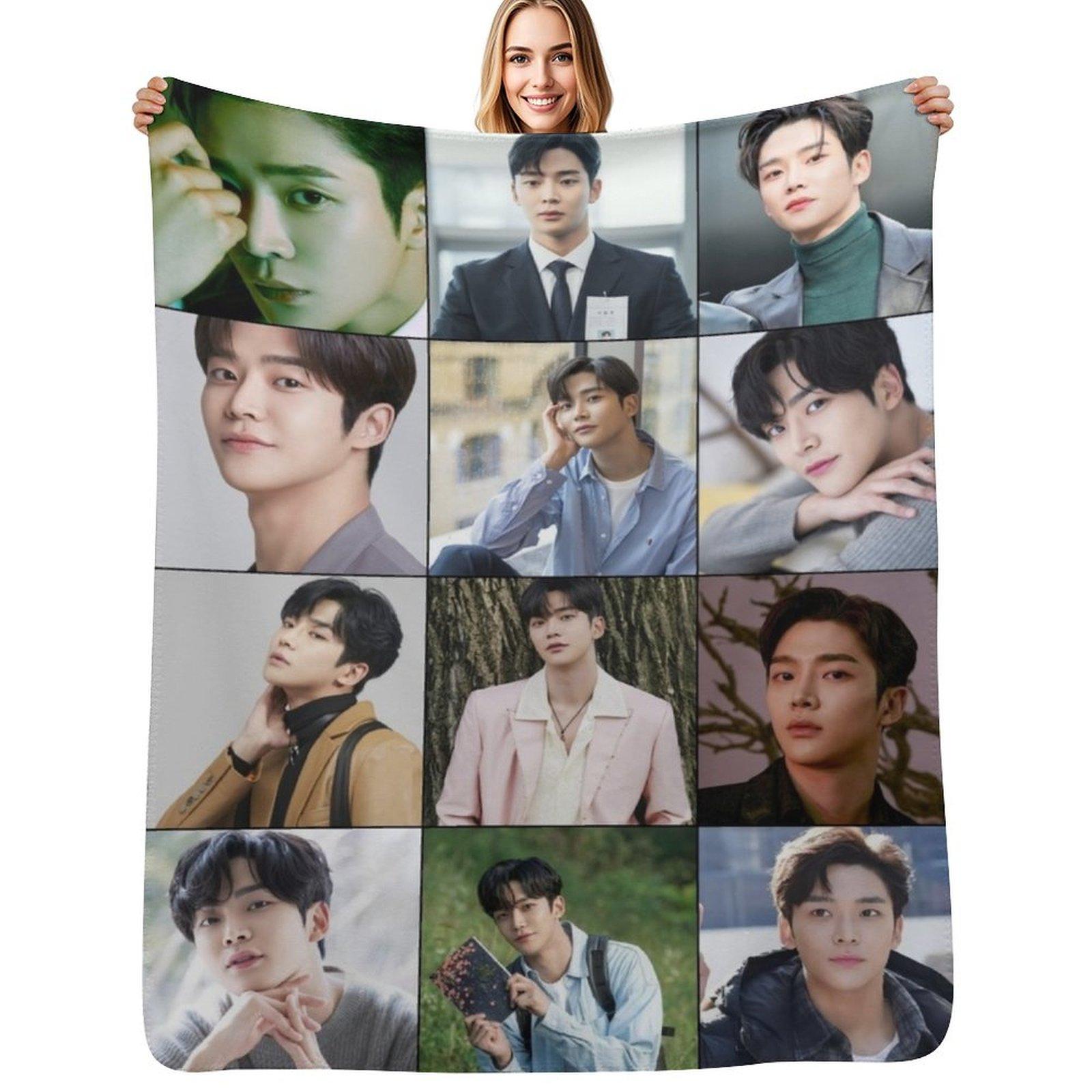 Rowoon South Korean Singer Photo Collage Art Throw Blanket Cozy Light Blanket for Travel Camping Picnic 75X95CM