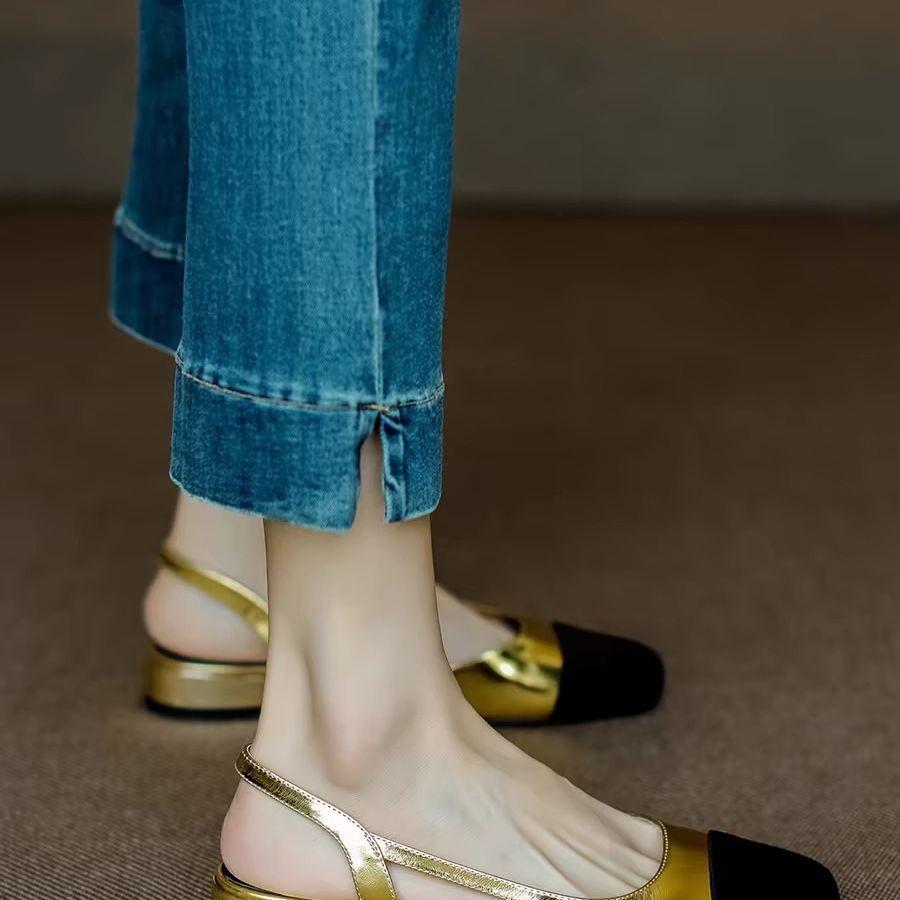 Comfortable and versatile~ Baotou Roman sandals women's commuting comfortable flat summer small fragrant color matching British style women's shoes