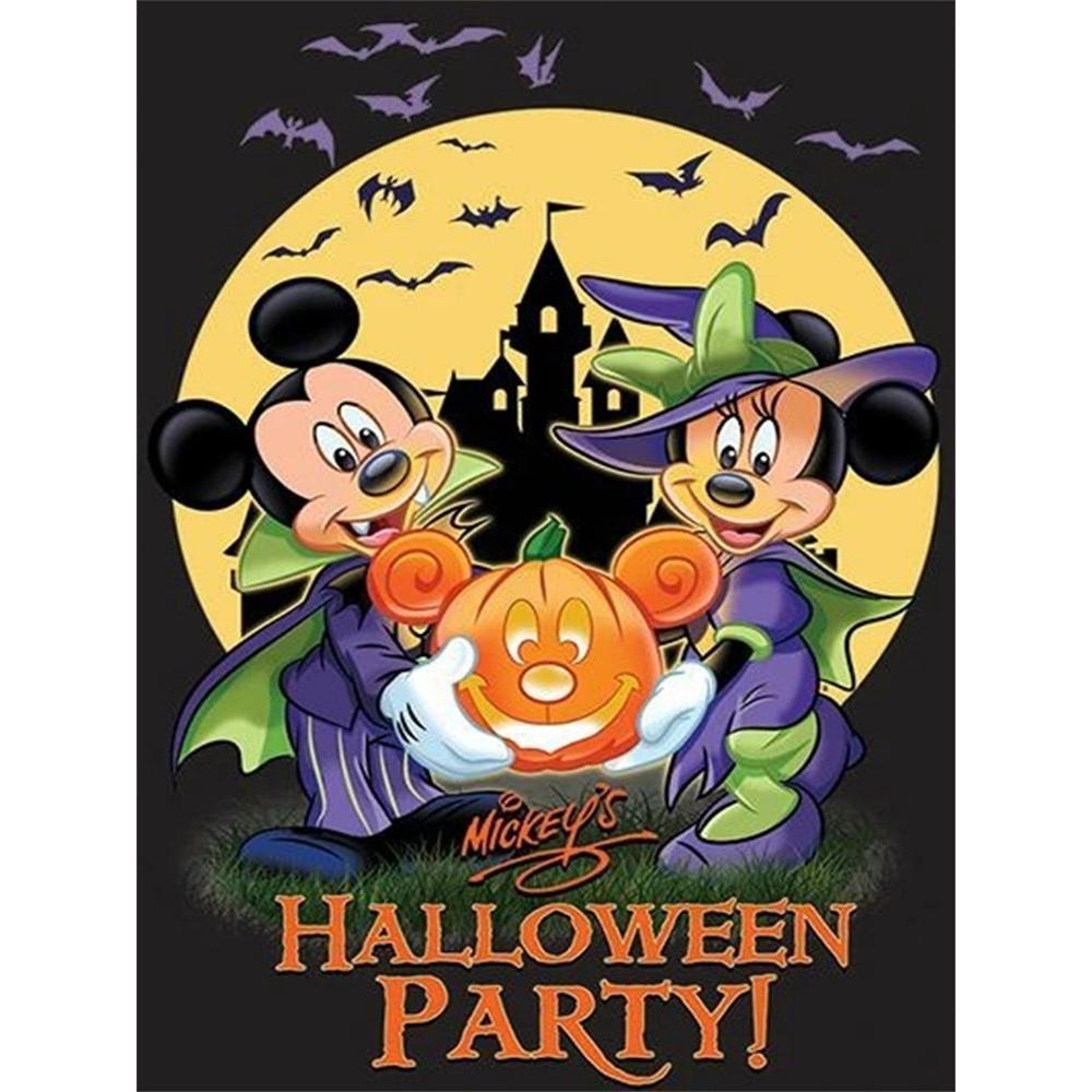 

Disney Diamond Painting Mickey and Minnie Halloween Party Theme Illustration Cute DIY Rhinestone Mosaic Cross Stitch Kit Embroidery Gift Home Decor Round 20x30cm