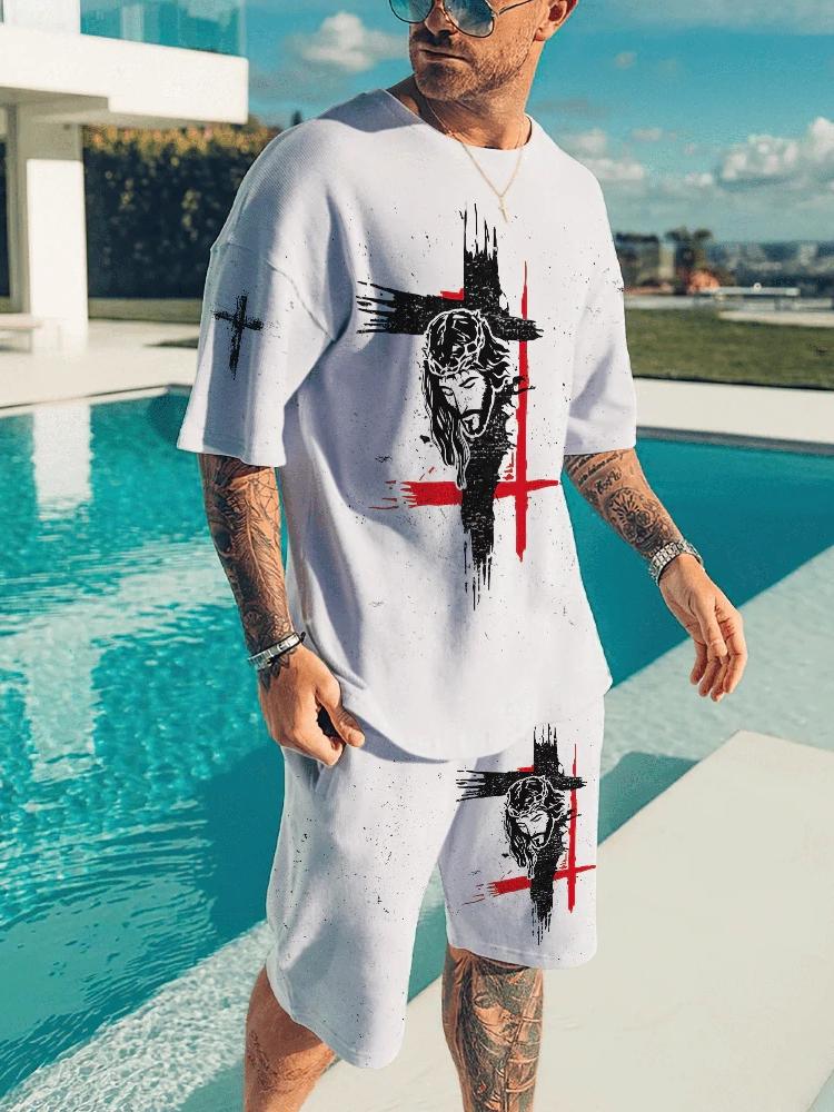 

Летние мужские шорты из 2 предметов с коротким рукавом, 3D-принт, узор скелета, спортивная одежда, повседневные свободные топы, шорты, мужские комплекты 6XL