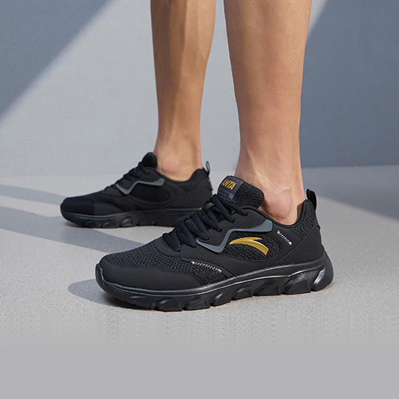 Anta Running Collection Cushioning Slip Resistant Abrasion Resistant Breathable Low Top Running Shoes Men's Black Sneakers 912525514F-1