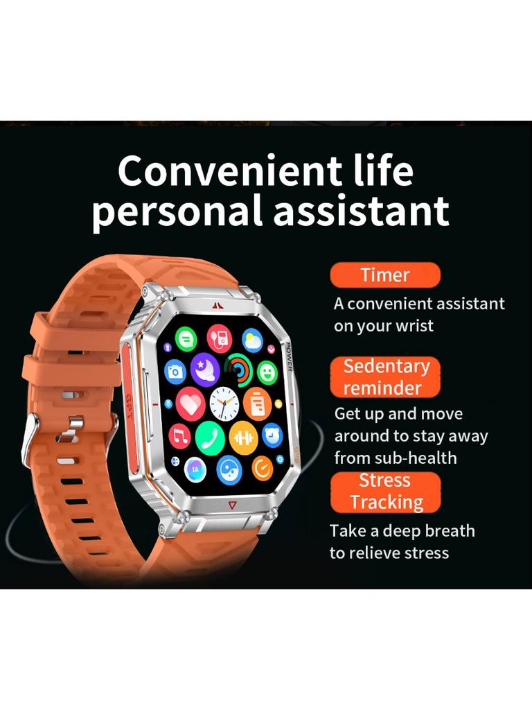 Military Smart Watch for Men with GPS Compass GPT Voice Assistant Smartwatch with LED Flashlight Bluetooth Call Fitness Tracker for Android & iOS