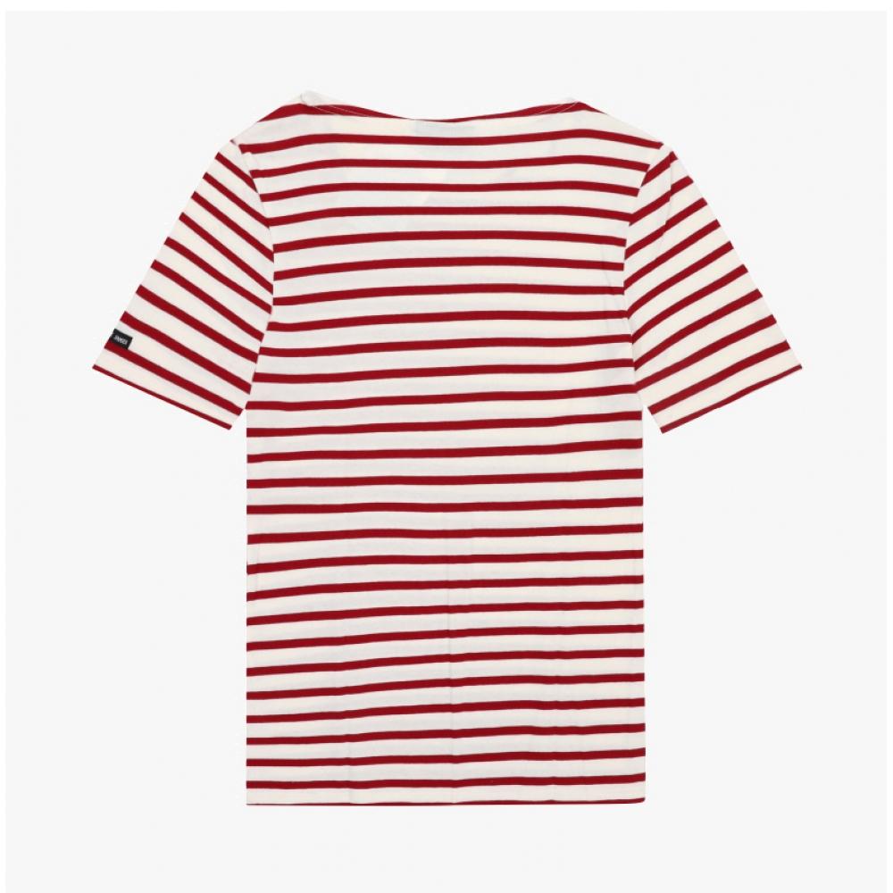 SainT James Unisex ShorT Sleeve T shirT Modern sTripe 9863 Ecru Persan