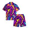 Men's Casual Lightweight Breathable Short Sleeve Shirt with Drawstring Shorts Set Swirl Pattern Summer Outfit for Outdoor Use