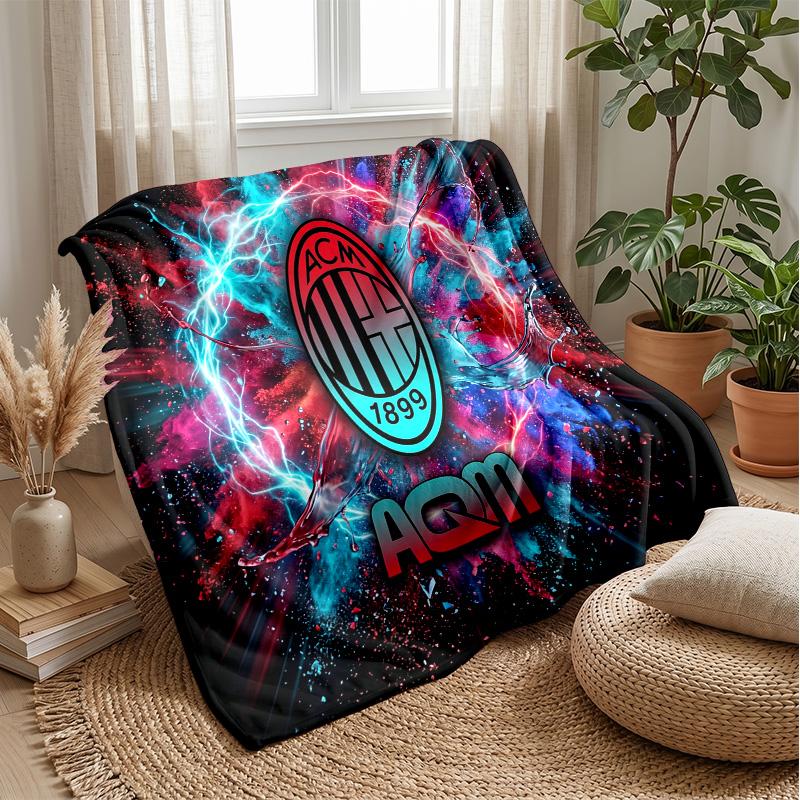 AC Milan Theme Blanket Soft Flannel Blanket Plush Throw Blanket Cozy Sofa Bed Blanket for Home Decor
