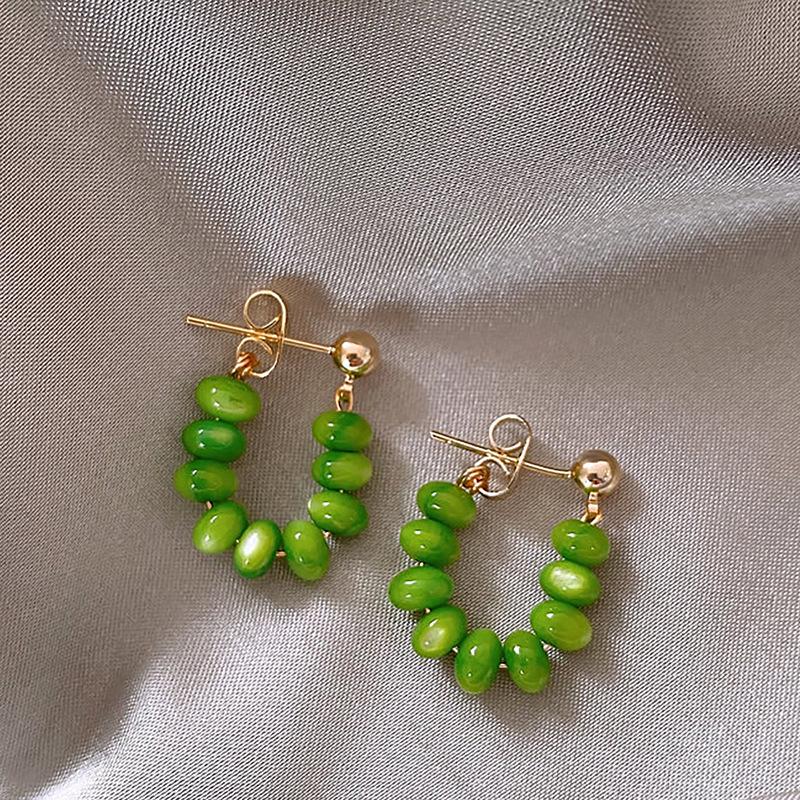 2022 Trendy Light Luxury Green Stud Hoop Earrings for Women