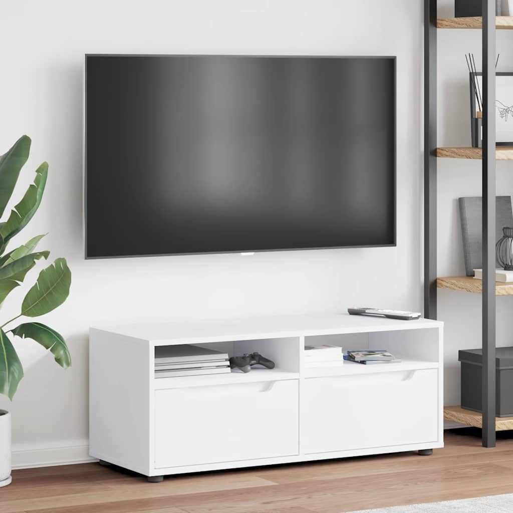 TV Stand VISNES White 100x40x38 cm Engineered Wood