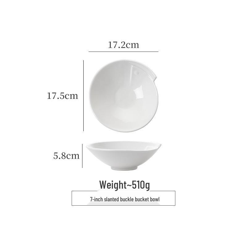 קערת עצם סין עמוקה לבנה אלגנטית: קערת מרק/אטריות/פירות ים למלון ומסעדה - עיצוב לא סדיר ויצירתי