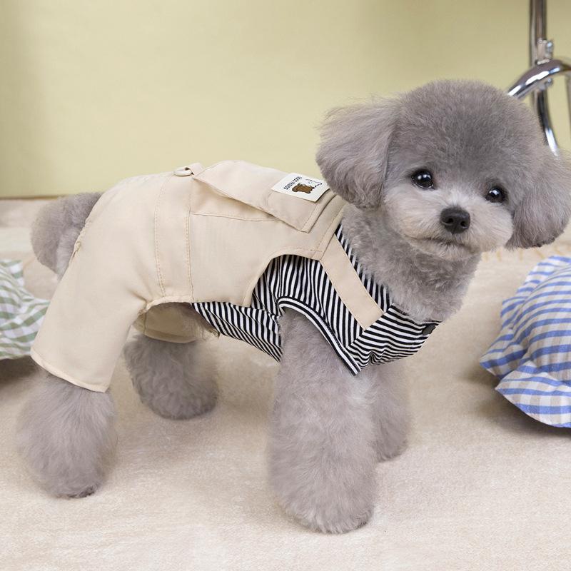 Pet Teddy Dog Clothes Spring Autumn Summer Thin Traction Four-legged Overalls