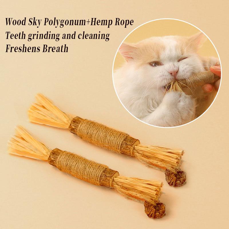 Cat Toys Silvervine Chew Stick Polygonum Kitty Raffia Grass Pet Supplies Cleaning Teeth Stick Pet Bite Hemp Rope Cat Toy