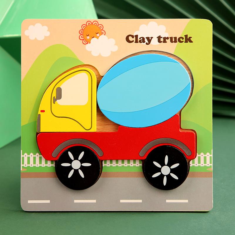 High Quality 3D Wooden Puzzle Baby Cartoon Animal Traffic Jigsaw  Early Learning Cognition Game Puzzle Toys for Children