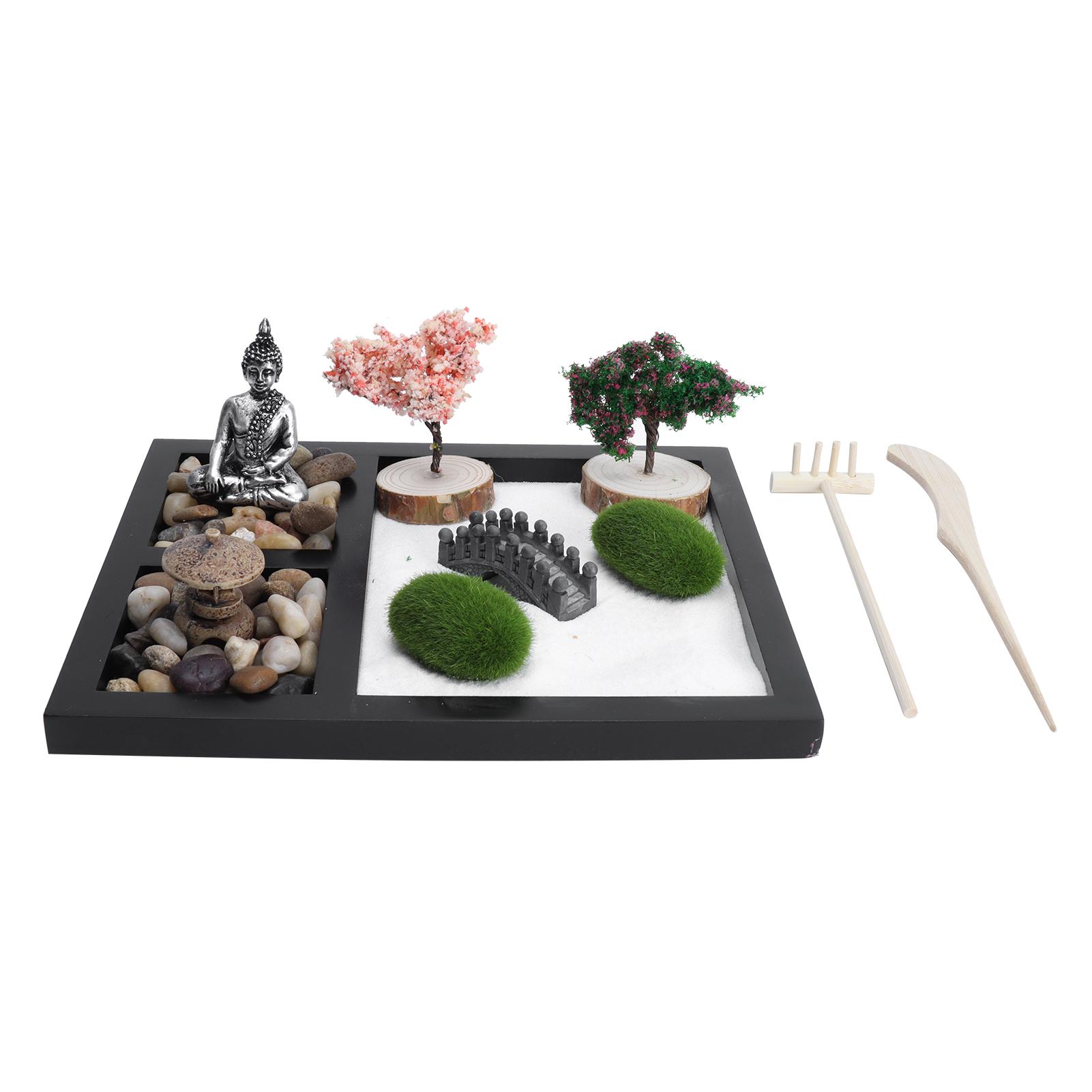 Automobile And Motorcycle Supplies Zen Garden Sand Table Buddha Statue Sandbox Japanese Style Desktop Tray Craft Decoration