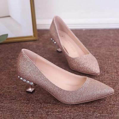 Strass Elegante High Heels frauen Silber/Gold/Schwarz/Rosa Pailletten Party 5cm Low Heels Hochzeit Schuhe für Braut Frau Pumps PU