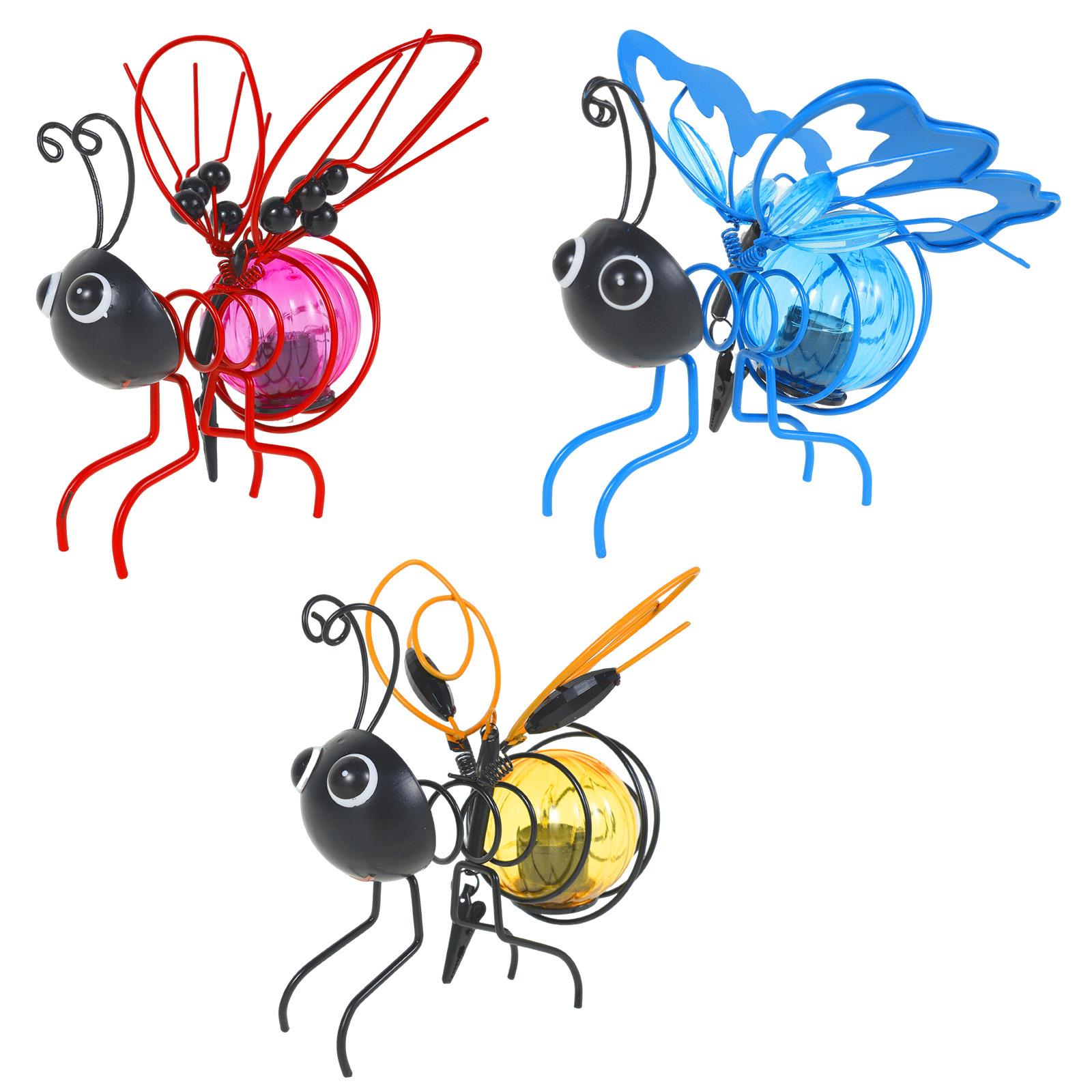 

3 шт. Солнечный свет в форме пчелы, уличный подвесной, водонепроницаемый, металлический, светодиодный, имитация насекомого, для сада, патио, двора, сказочные огни, украшение