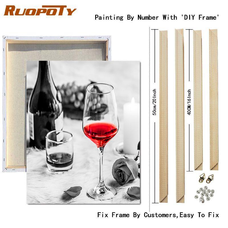 RUOPOTY Painting By Numbers Red Wine Canvas Oil Painting: Hand Painting Modern Wall Art For Adults And Children By Numbers