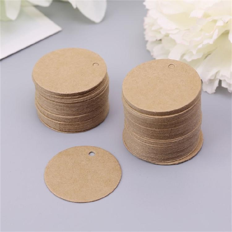 100x/Pack Craft Gift Tages Circle Tages DIY Round Tages Handmade Kraft Paper Hanging Tages