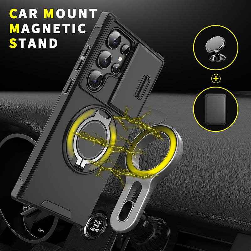 Luxury 360 ° Rotating Hidden Metal Ring Car Holder Armor Phone Case For Samsung S24 Ultra S21 S22 S23 Ultra Plus S20 FE A54 A15
