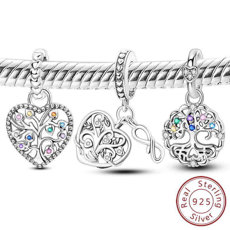 Authentic 100 copper Charm Bead Charms Bead Charms Family Love Tree of Life Pendant Compatible With Bracelets Dangle Do It Yourself Charm Women Jewel