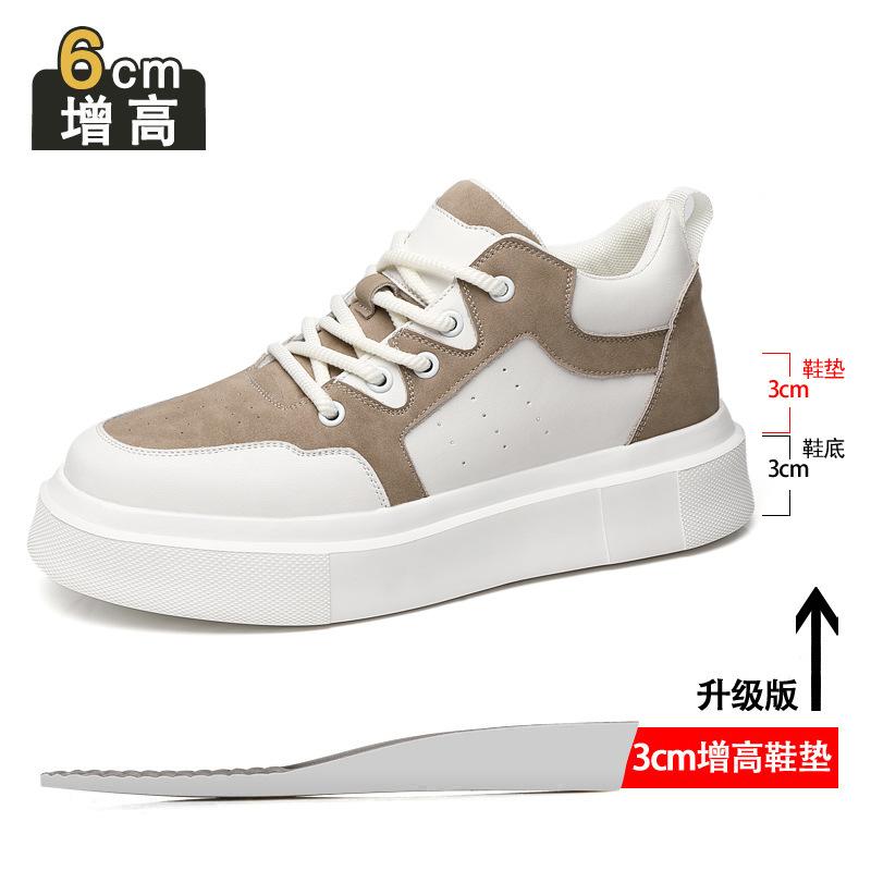 Inner Heightening Board Shoes Men's 8cm Senior Sense 2025 New Leather Breathable Sports and Leisure Shoes Light Platform Men's Shoes