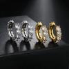 Hip Hop Full Diamond Big Ear Buckle Men'S Geometric Round Zircon Earrings Cross Rivets Hiphop Trend Earrings