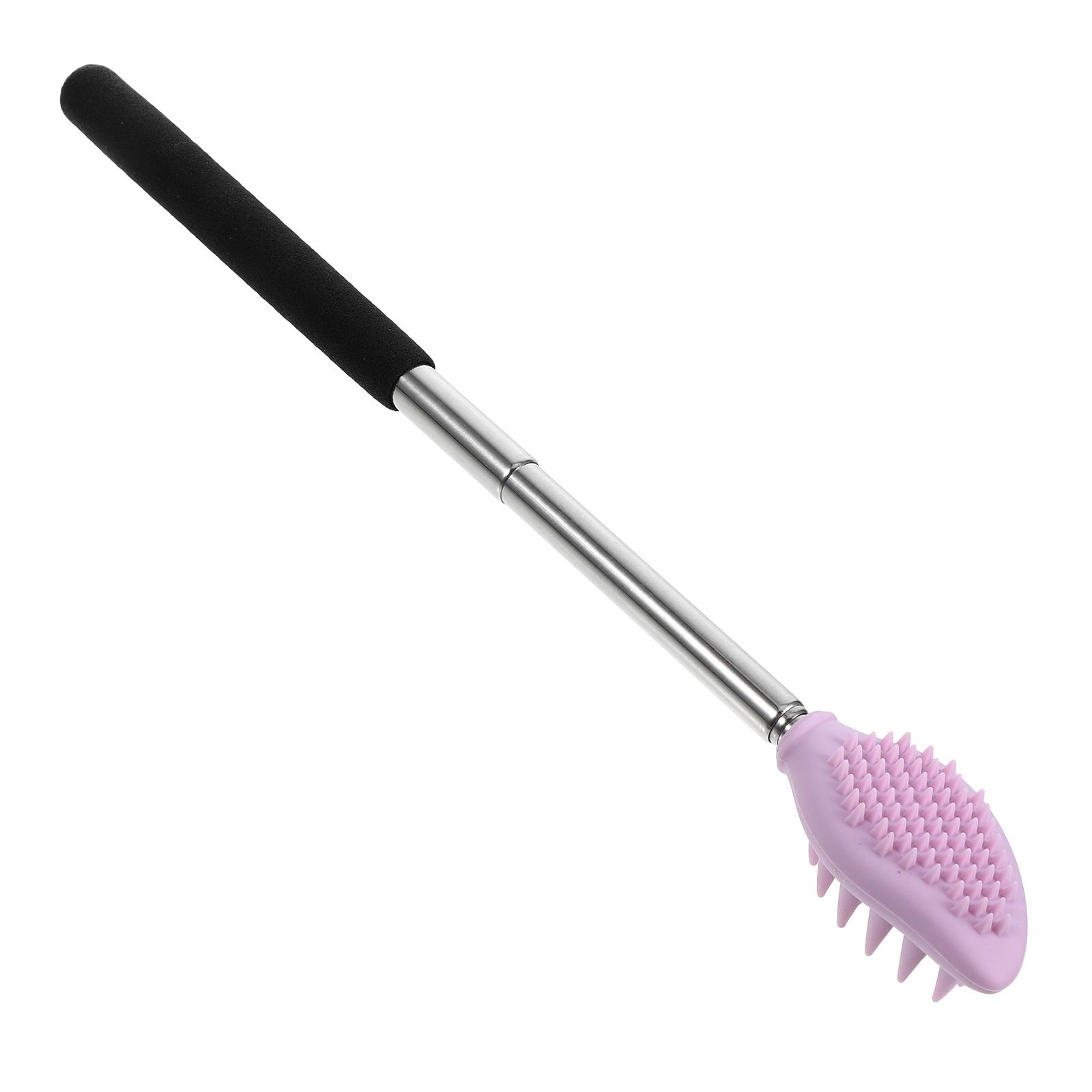 

Розовая щетка для тела с длинной ручкой, массажный инструмент, выдвижная чесалка для спины, портативная банная губка, эксфолиатор для душа, бытовая фиолетовый