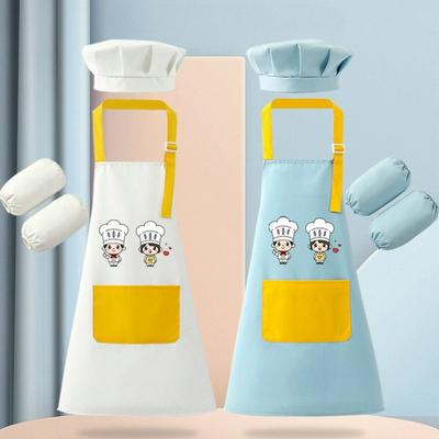 3 pièces/set Tablier de cuisine pour enfants Dessin animé Art Blouse Mignon Imperméable Bavette Réglable Résistant à l'huile Tabliers de chef pour la maternelle