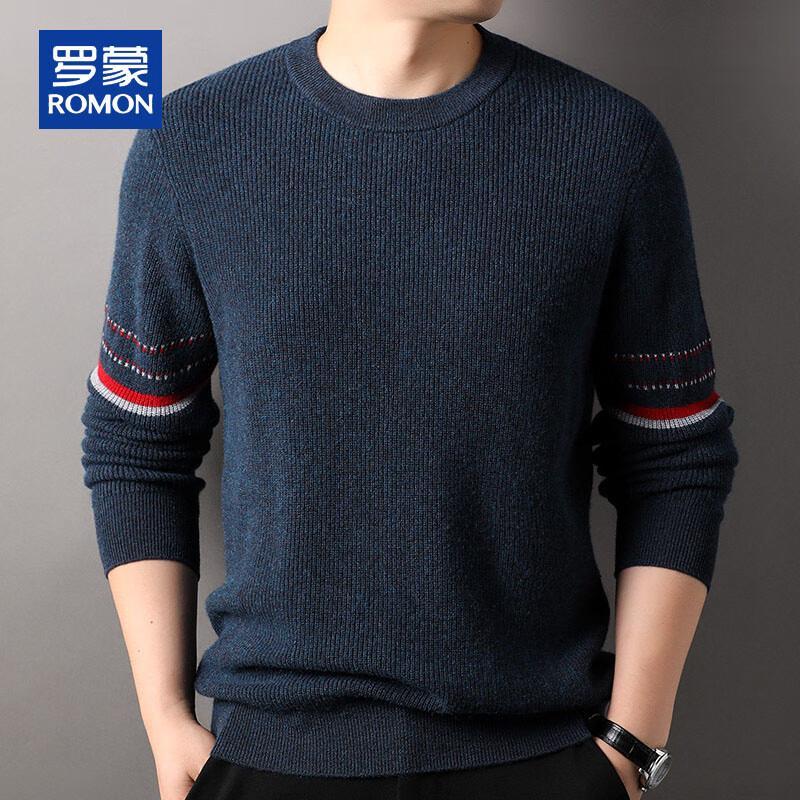 ROMON Men's Thick Pure Cashmere Round Neck Pullover Sweater