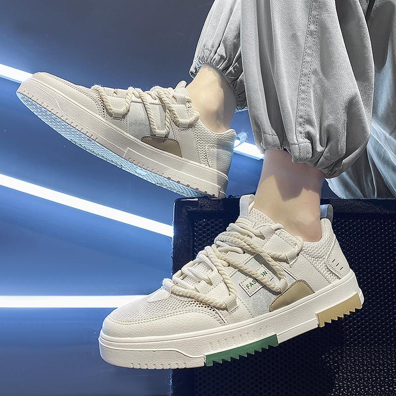 Mode PARZIVAL Neue Herren-Sneaker Freizeitschuhe Schnürschuhe Weiß Vulkanisierte Schuhe Atmungsaktive Flache Schuhe Zapatos De Hombre Dropshipping