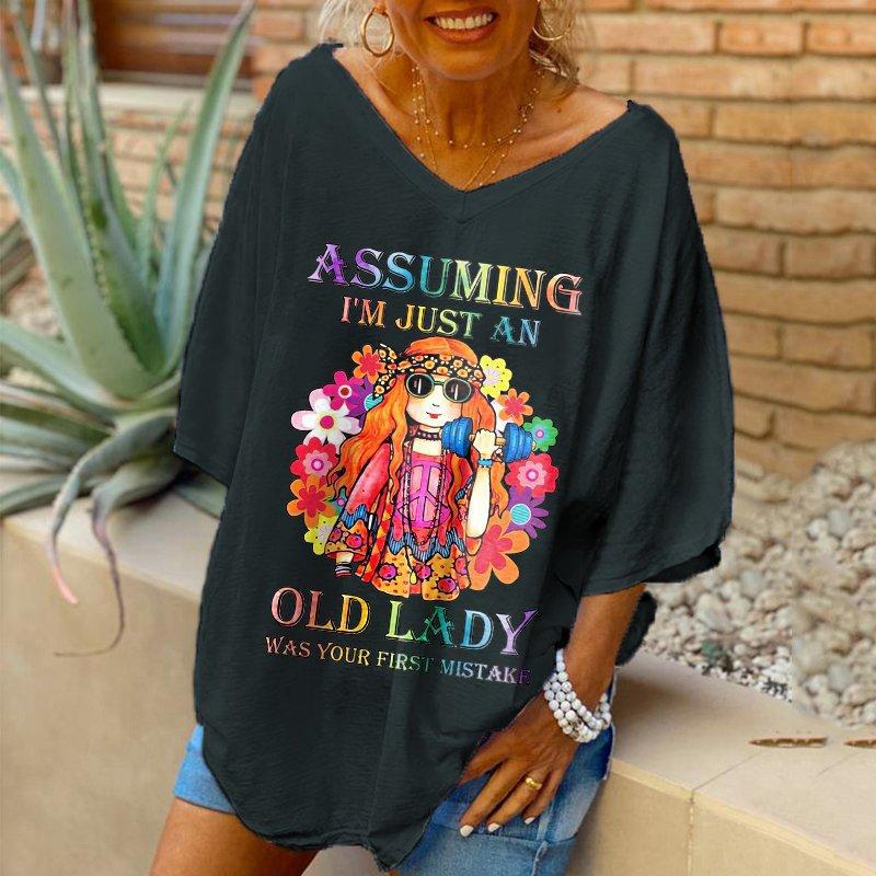 Damen T-Shirt mit Print, Künstlerisches Kurzarm-V-Ausschnitt Sommeroberteil, Stilvoll und Trendig