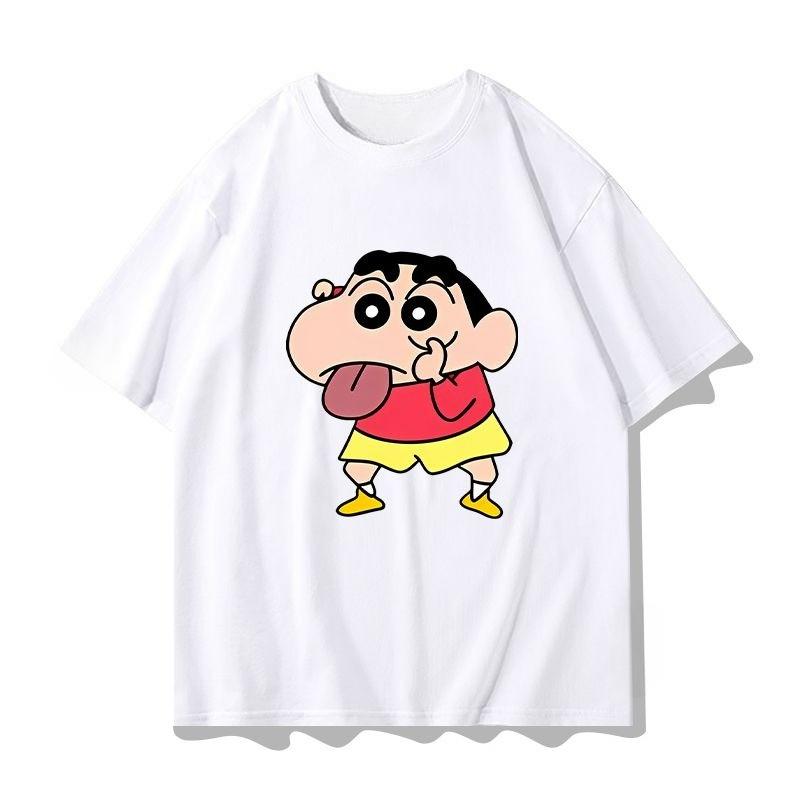 2025 New Shin Chan Crayon Printed Summer T-shirt Cotton Japanese Cartoon Women T-shirt Short Sleeve Round Neck Loose T-shirt Top