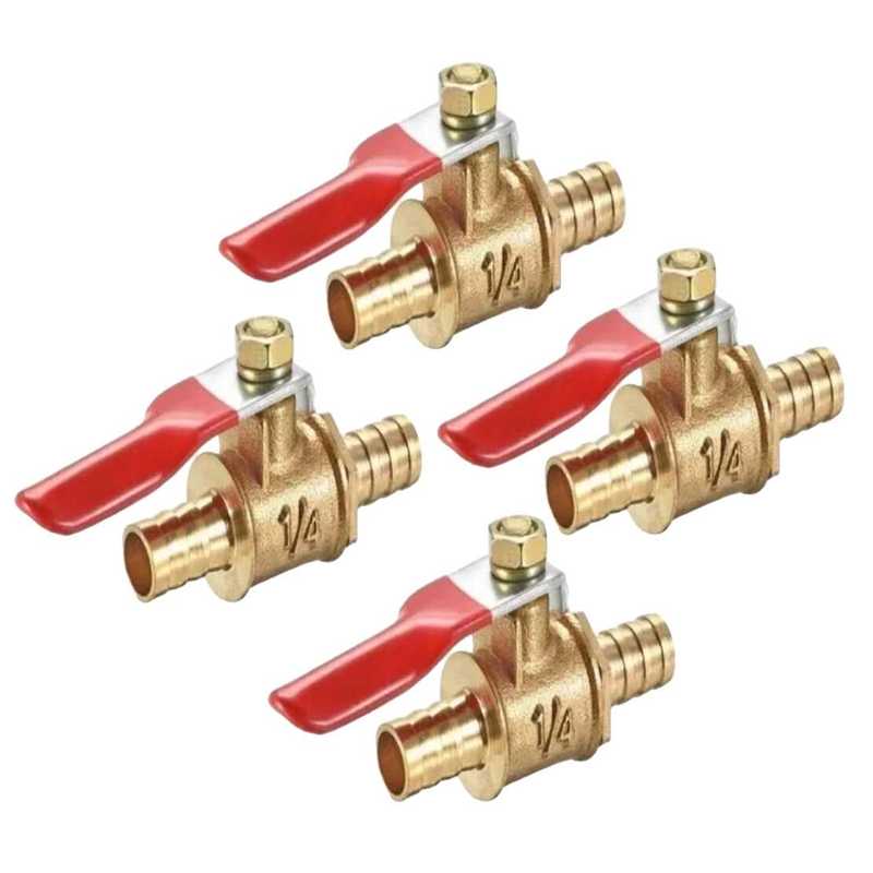 4pcs 8mm Motorcycle Hose Brass Barbed Inline Shut Off Ball Valve Water Air Gas Fuel Tap Universal
