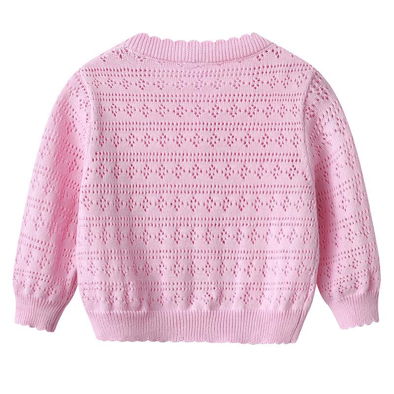 Korean Children's Round Neck Hollow Baby Sweater Jacket Spring and Summer Thin Girls Knitted Cardigan