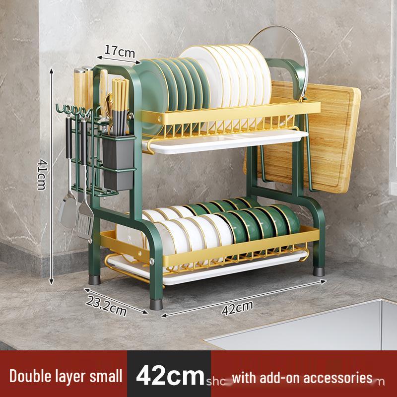 Multifunctional Kitchen Dish Rack: Countertop Draining Rack with Chopstick and Knife Holder for Dish Cabinets
