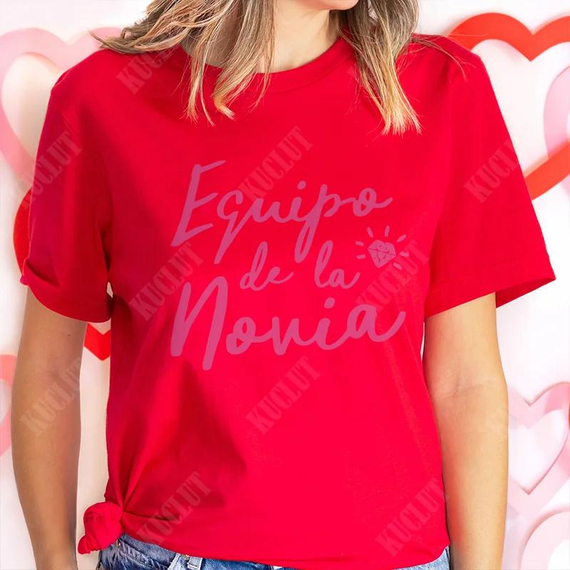 Girl Team Bride Squad T-shirt Spanish Women Bachelorette Hen Party Tee Shirt Bridal Wedding Single Farewell Short Sleeve Tops