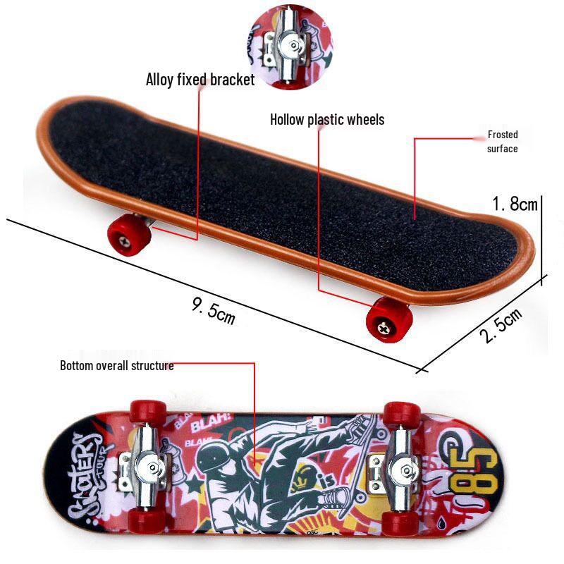 Alloy Finger Skateboard 9.5cm - Desktop Fingerboard Toy.