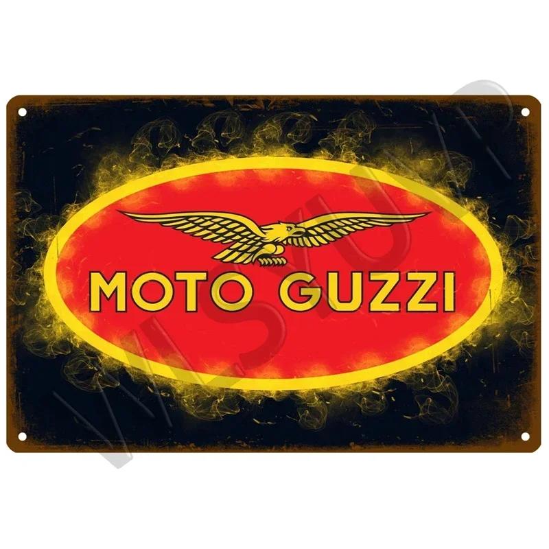 Moto Guzzi Gammal Man Plakett Metall Vintage Tennskylt Shabby Chic Dekor Metallskyltar Vintage Barinredning Metallaffisch Metallplatta