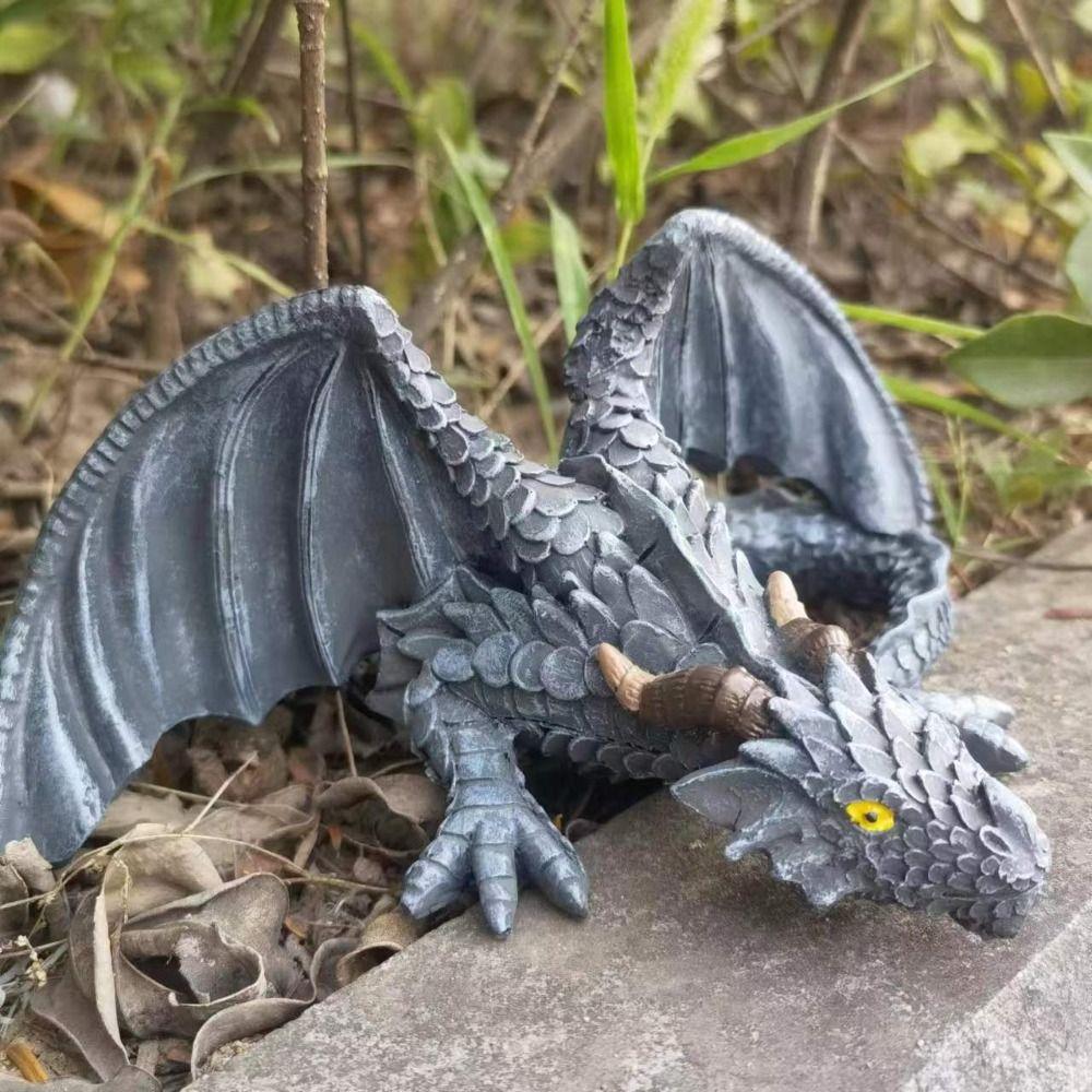Gothic Black Dragon Sculpture Resin Dragon Decoration Dragon Ornaments  Desk Statue