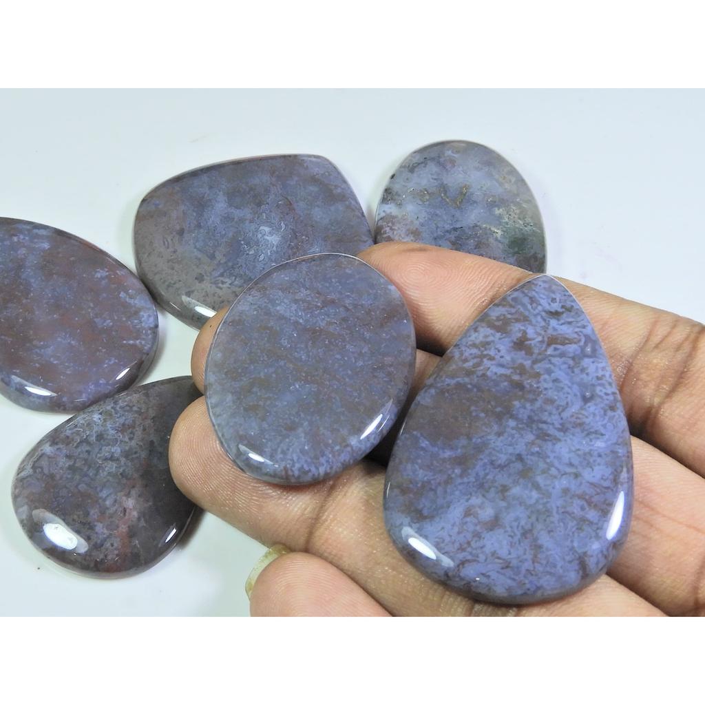 363Cts. Natural Moss Opal Agate Mix Cabochon Loose Gemstone 06 Pcs Lot A-558